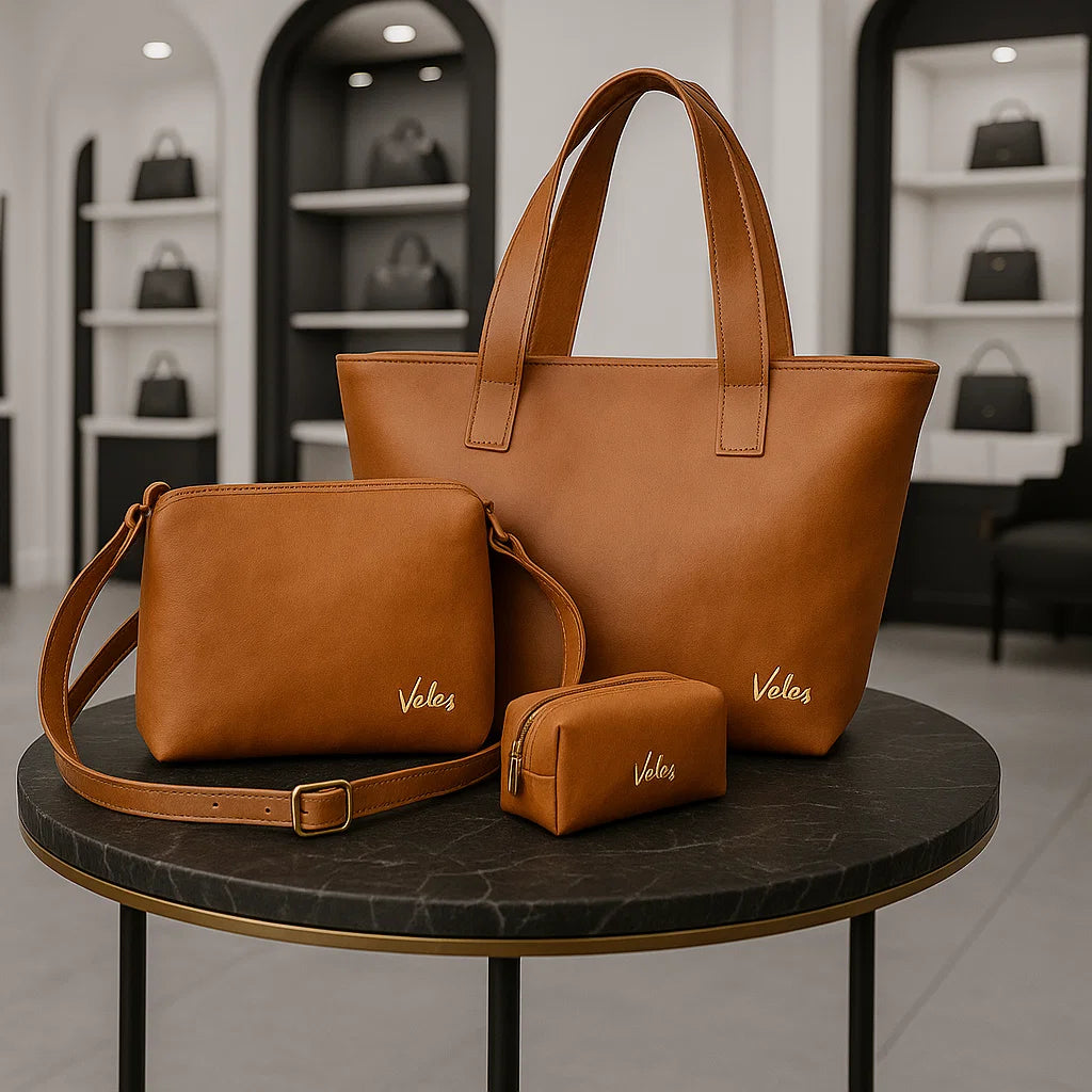 Bolso Dama + Carriel + Cosmetiquera Hecho a Mano - Cambio de Colección