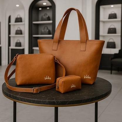 Bolso Dama + Carriel + Cosmetiquera Hecho a Mano - Cambio de Colección